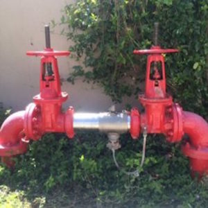 Testing a commercial backflow preventer in Orange County.